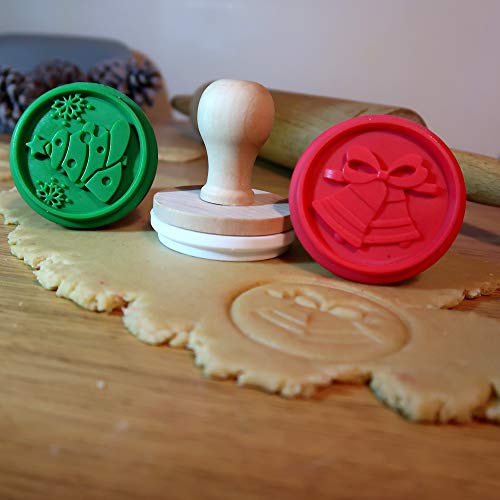 BWD - Juego de moldes para galletas de Navidad para repostería o galletas (madera/árbol de Navidad/campana/reno)