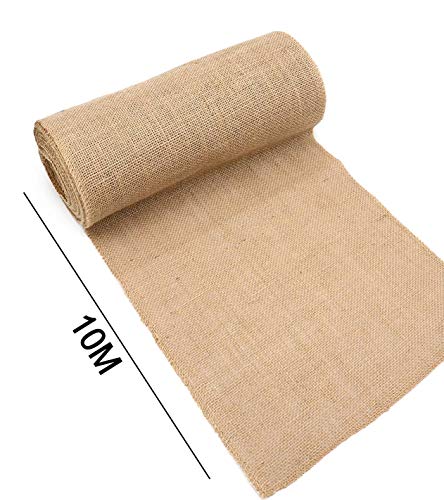 Bwiv 10M*30cm Camino De Mesa Arpillera Rústico Burlap Jute Natural Decoración de la Boda