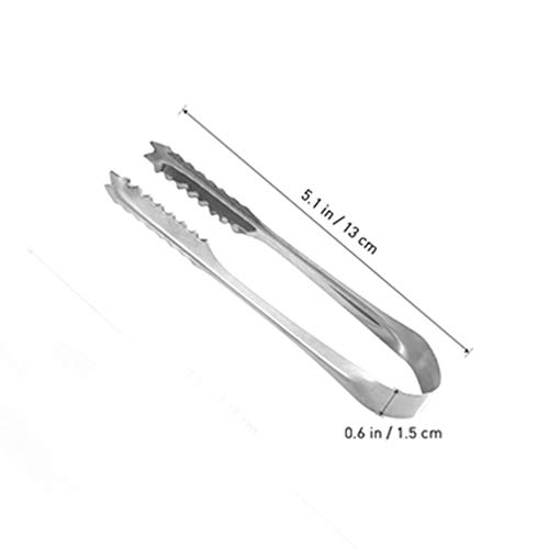 Cabilock Pinzas para Hielo de Acero Inoxidable de 5 Piezas con Dientes para Cubos de Azúcar de Hielo Té Fiesta Barra de Café Comida para Servir Aperitivos-13Cm