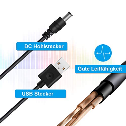 Cable USB a DC,8 a 1 LANMU Cable USB a DC Cable Hueco Cable de Alimentación Cable Adaptador Cable con Conector 8 para Enrutador, Computadora Portátil,Teclado y Otros Electrodomésticos (1M)