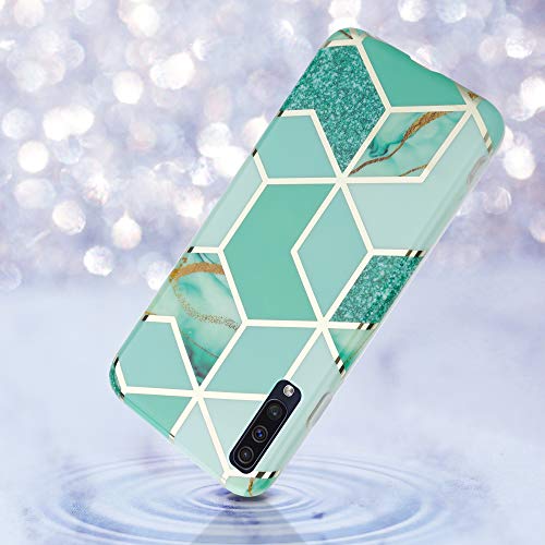 Cadorabo Funda para Samsung Galaxy A50 / A30s en Mármol Verde Oro Verde Claro No.3 - Cubierta Proteccíon de Silicona TPU en Motivo Mosaico - Gel Case Cover Carcasa Ligera