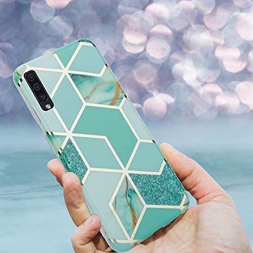 Cadorabo Funda para Samsung Galaxy A50 / A30s en Mármol Verde Oro Verde Claro No.3 - Cubierta Proteccíon de Silicona TPU en Motivo Mosaico - Gel Case Cover Carcasa Ligera