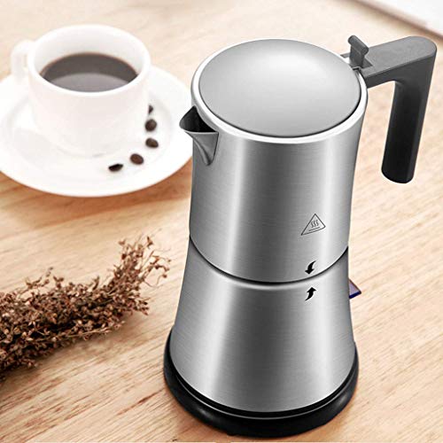 Cafetera Mocha Cafetera Moka acero inoxidable Filtro Espresso Cafetera percolador Herramienta eléctrica del percolador Pot 330W Máquina de café HUERDAIIT