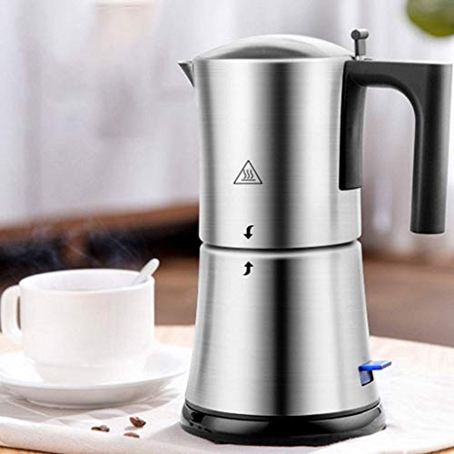 Cafetera Mocha Cafetera Moka acero inoxidable Filtro Espresso Cafetera percolador Herramienta eléctrica del percolador Pot 330W Máquina de café HUERDAIIT