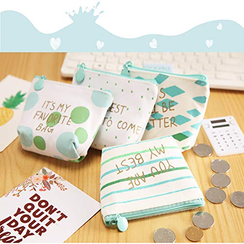 CAILI 4 Pcs Mini Monedero Pequeño， Monedero de Lona Simple, Monedero con Cremallera Mini Lindo, Bolso de La Cerradura de Las Señoras Creativas