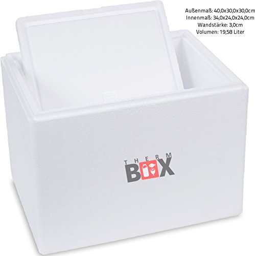 Caja aislante y térmica para el calor y el frío de color blanco, 40x30x30 cm