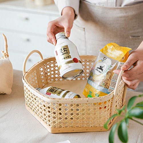 Caja de Almacenamiento binaural Rattan Cesta Hecha a Mano de la Fruta al Horno, Pan, Desayuno Bandeja alimentaria en el hogar