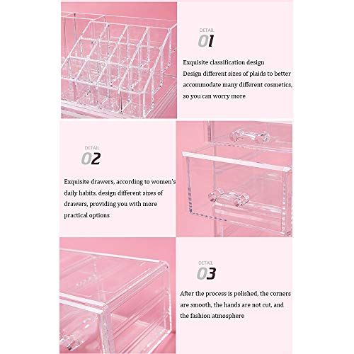 Caja de almacenamiento cosmética,4-en-1 combinación desmontable acrílico transparente cosméticos caja de presentación bálsamo para los labios maquillaje cepillo bandeja estuche de cosméticos