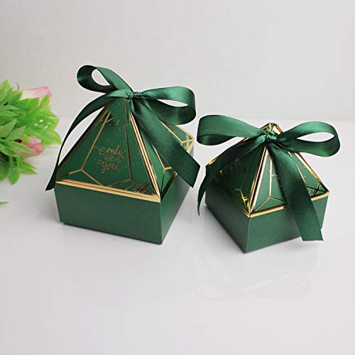 Caja de regalo de papel verde para bebé, ducha, cajas de caramelos, paquete para fiesta de cumpleaños, decoración de boda, niños, favores de embalaje/envase Green-S 7 x 7 x 4 cm, 20 unidades