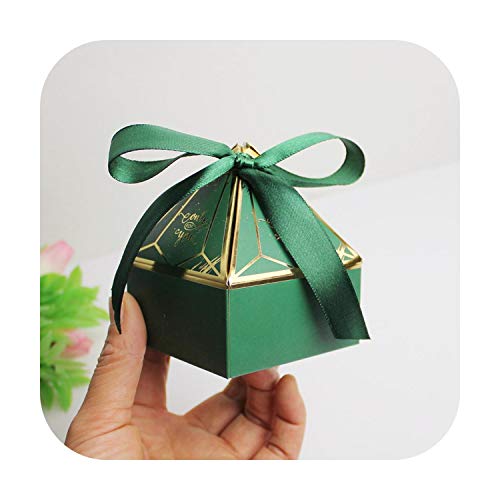 Caja de regalo de papel verde para bebé, ducha, cajas de caramelos, paquete para fiesta de cumpleaños, decoración de boda, niños, favores de embalaje/envase Green-S 7 x 7 x 4 cm, 20 unidades