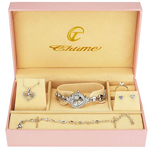 Caja de Regalo Reloj Mujer - Juegos de Joyas- Collar-Anillo- Pendientes - Pulsera