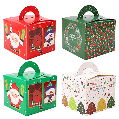 Cajas de Dulces Navideños 32 Piezas Cajas de Dulces Navideñas Cajas Presentes Cajas de Regalo de Favor de Fiesta de Bricolaje para Dulces de Cupcake de Navidad Bolsa de Favor de Fiesta de Niños