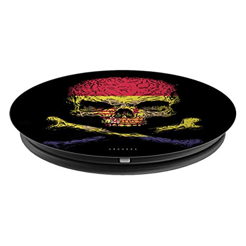 Calavera con Bandera de Andorra Cráneo Crossbones PopSockets Agarre y Soporte para Teléfonos y Tabletas