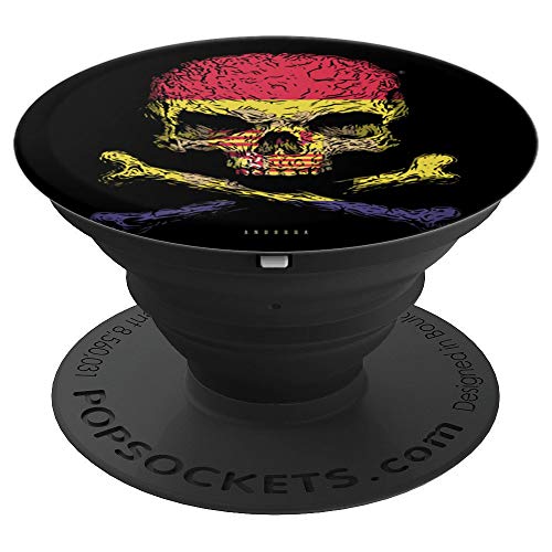 Calavera con Bandera de Andorra Cráneo Crossbones PopSockets Agarre y Soporte para Teléfonos y Tabletas