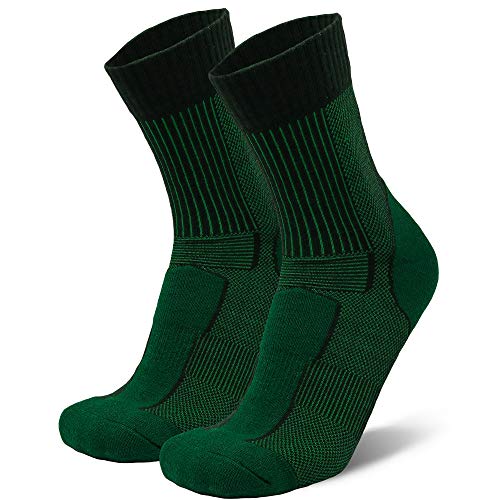 Calcetines Ligeros de Senderismo y Trekking de Lana Merino 1 par (Verde Oscuro, EU 43-47)