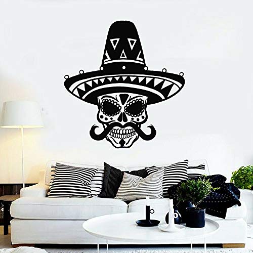 Calcomanías de pared sombrero de paja esqueleto concha cilíndrica etiqueta de la ventana cráneo dormitorio fresco decoración para el hogar masculina barba mágica arte mural