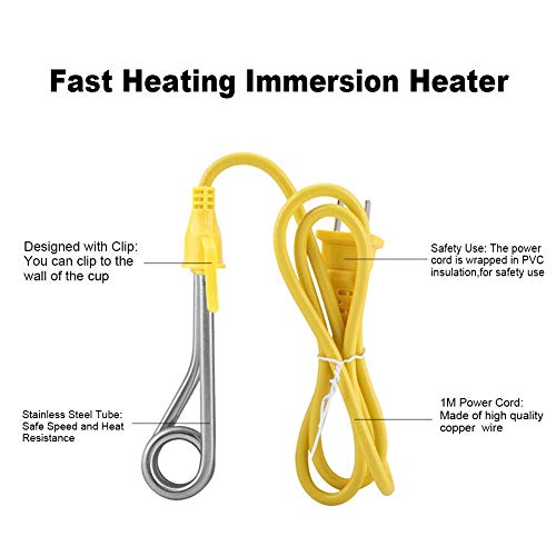 Calentador de inmersión 220 V 600 W, Mini juego de caldera de recalentamiento portátil de viaje, Componente de calefacción multifuncional Ideal para calentar agua potable, agua de baño