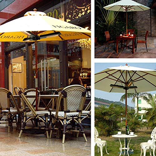 Calentador de patio eléctrico, Estufa de calefacción plegable de tres piezas a prueba de agua para restaurante Paraguas comercial a prueba de lluvia Terraza Jardín al aire libre,With sling and bracket