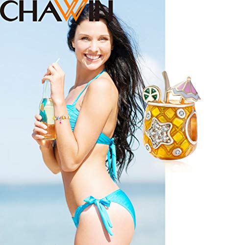 Caliente verano playa bebida sexy encantos amarillos aptos para pulseras Pandora Collares y cadena europea de serpiente gran regalo para vacaciones esposa/madre/novia/hija/hermana