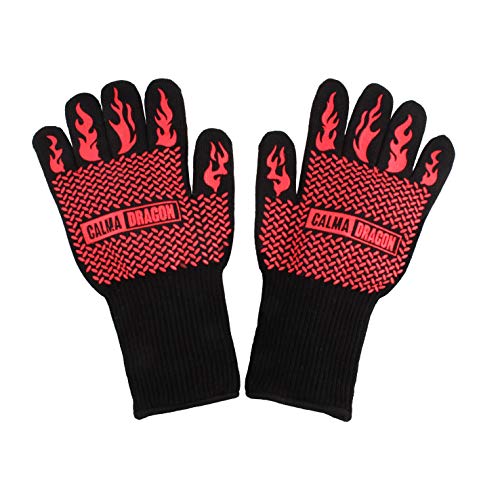 Calma Dragon BBQ 932F Extremadamente Resistente al Calor - Resistente a Altas temperaturas para BBQ - Guantes de Silicona ignífugos para cocinar