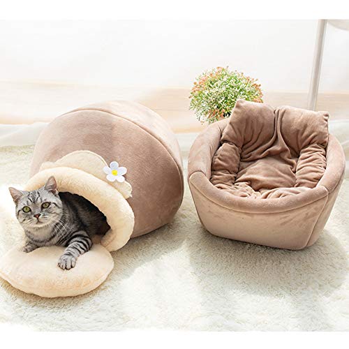 Cama de Perro, Gato Creativo y Tarro de Miel Interesante Dormir Tela de Pana + Franela Suave y cómoda Bolsa Cerrada de perforación Engrosamiento de diseño Mejora del sueño con Alimentos,S