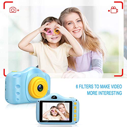 Cámara para Niños Infantil Cámara de Fotos Digital Cámara Juguete para Niños 3.5 Pulgadas 12MP 1080P HD Selfie Video Cámara Regalos Ideales para Niños Niñas de 3-10 Años con Tarjeta TF 32 GB (azul)