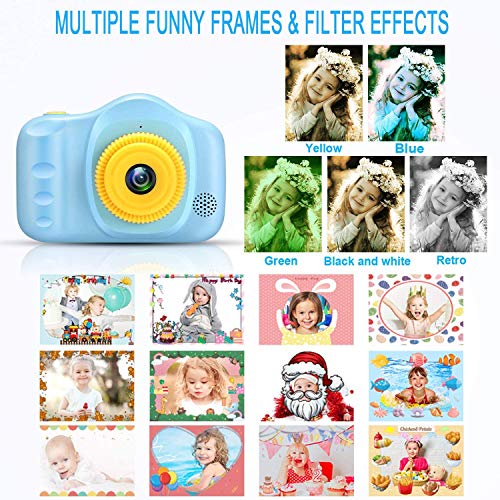 Cámara para Niños Infantil Cámara de Fotos Digital Cámara Juguete para Niños 3.5 Pulgadas 12MP 1080P HD Selfie Video Cámara Regalos Ideales para Niños Niñas de 3-10 Años con Tarjeta TF 32 GB (azul)