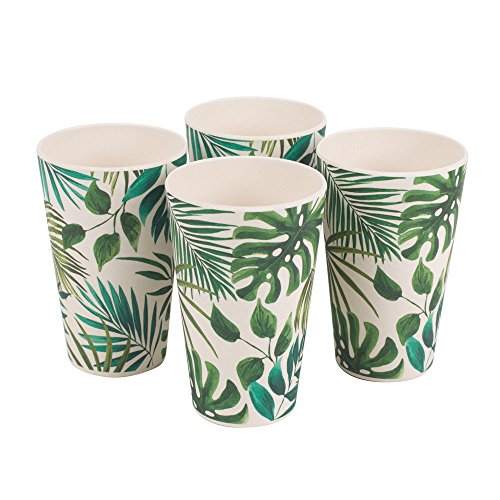 Cambridge, Polynesia Reutilizables Ligeros sin BPA CM05920, Juego de 4, Mezcla de Fibra de bambú, 4 Vasos con Estampado