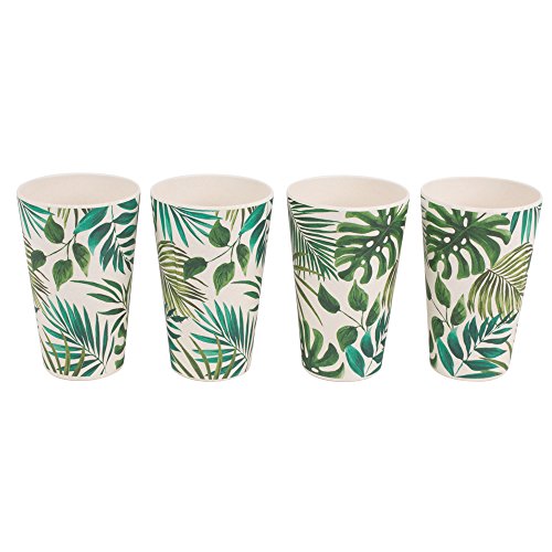 Cambridge, Polynesia Reutilizables Ligeros sin BPA CM05920, Juego de 4, Mezcla de Fibra de bambú, 4 Vasos con Estampado