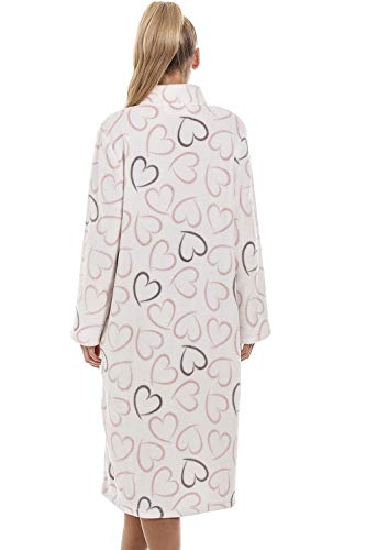 Camille White Supersoft Fleece Tumbona con Estampado de Corazones Rosa y Gris 38-40