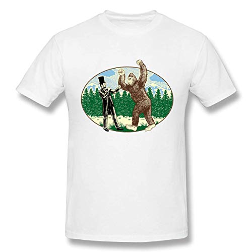 Camiseta Blanca Transpirable para Hombre Abe Lincoln Sasquatch Hunter Funny Bigfoot Logo Design,M