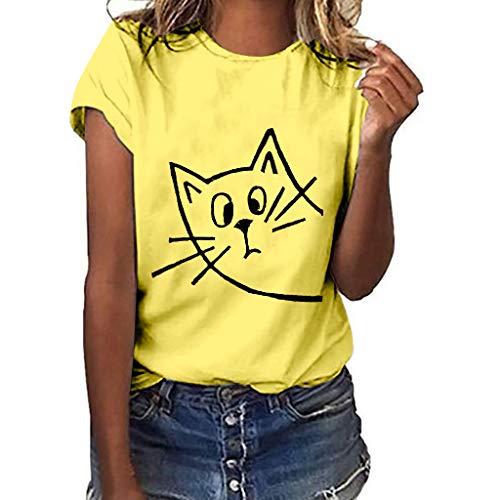 Camiseta de Manga Corta con Estampado de Gestos de Tallas Grandes para Mujer-Blusa Suelta De Camiseta con Estampado De Corazones Casuales Camisa delTop De La Moda De Camiseta Verano