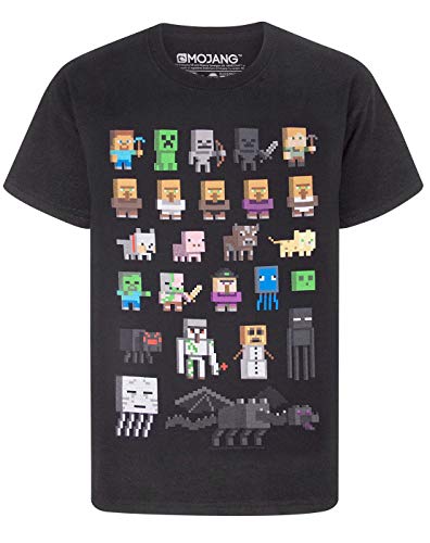 Camiseta para chicos de Minecraft Negro negro 9-10 Years