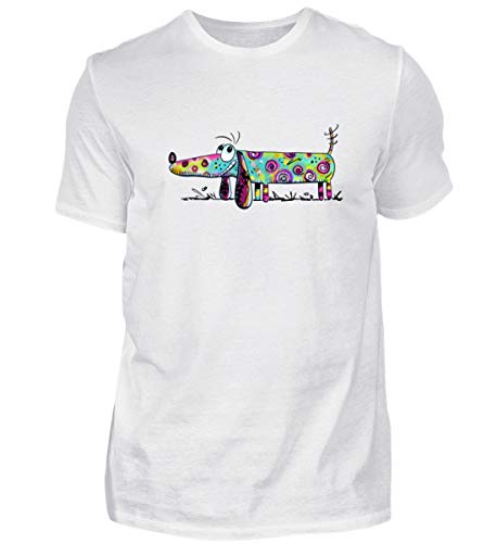 Camiseta para hombre con diseño de perro salchicha I Dachshund I Teckel blanco XXL