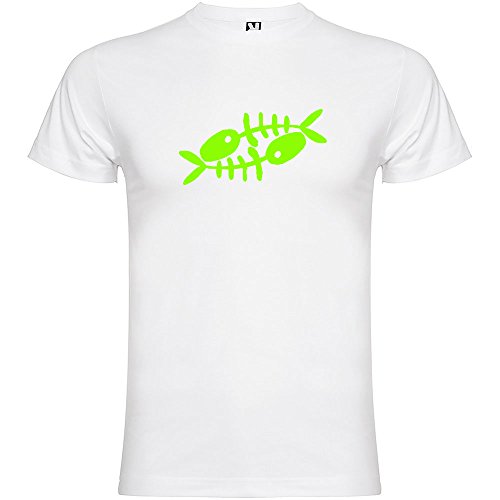 Camiseta Pesca Fishbones Manga Corta Hombre Blanco 3XL