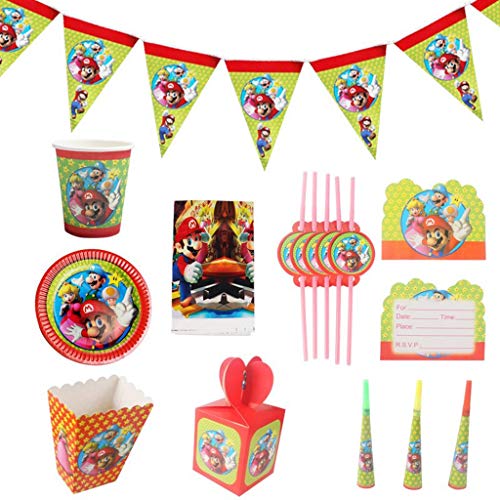 CANCIONES Conjunto De Fiesta De Cumpleaños De Vacaciones For Niños De Dibujos Animados Taza De Papel Romántica Tire De La Bandera Plato De Papel Vajilla Desechable Ambiente Diseño Sombrero Rojo Person