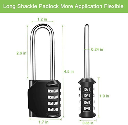 Candado de combinación de grillete largo, NIAGUOJI resistente a la intemperie, candado de combinación de 4 dígitos, mango largo para taquillas, cajas de herramientas, vallas al aire libre, cobertizo