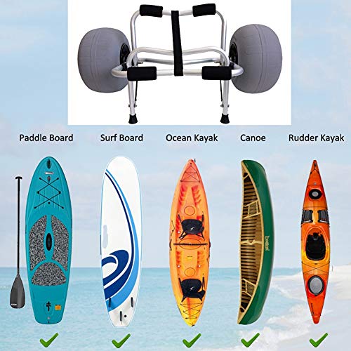 Canoa Kayak Carro con 12" Los Neumáticos del Globo Beach Ruedas, Barco Cesta Carrier Dolly