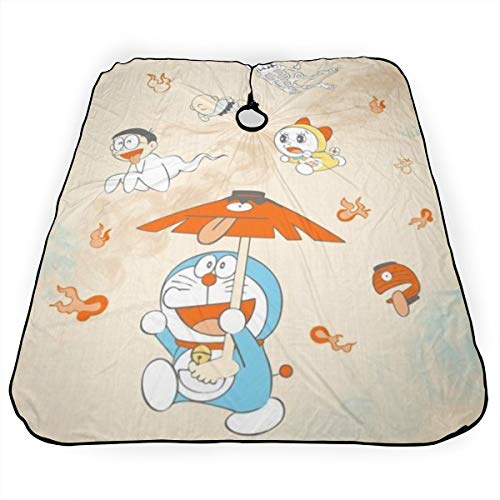 Capa de peluquería Doraemon con cierre de presión ajustable para peluqueros, peluqueros y barberos, capa de corte de pelo de 55 x 66 pulgadas