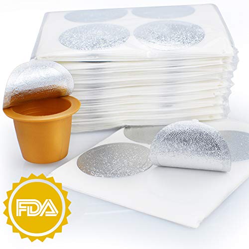 CAPMESSO Filtros Cápsulas de Café compatibles con Nespresso+ Tapas de Papel de Aluminio Autoadhesivas (1000 vainas + 6 Tapas + Cuchara)