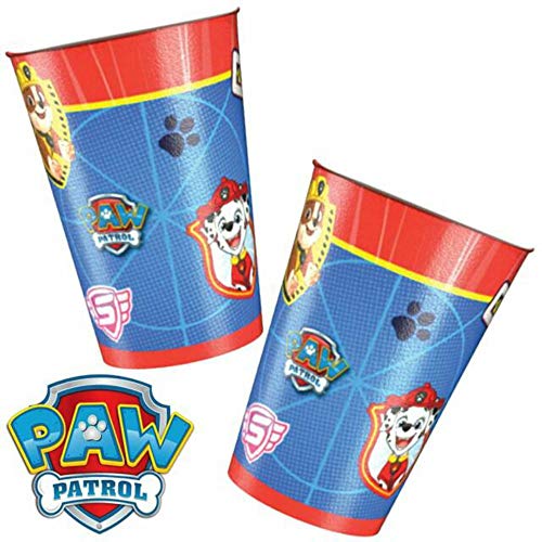 CAPRILO Lote de Cubiertos Infantiles Desechables Patrulla Canina New (8 Vasos, 8 Platos y 16 Servilletas) .Vajillas y Complementos. Juguetes para Fiestas de Cumpleaños, Bodas, Bautizos y Comuniones.