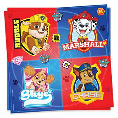 CAPRILO Lote de Cubiertos Infantiles Desechables Patrulla Canina New (8 Vasos, 8 Platos y 16 Servilletas) .Vajillas y Complementos. Juguetes para Fiestas de Cumpleaños, Bodas, Bautizos y Comuniones.