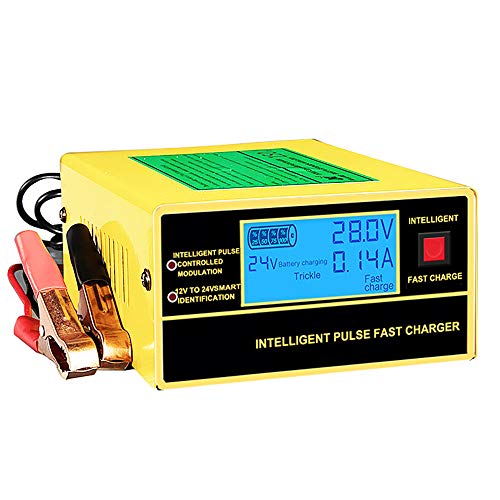 Cargador De BateríA Para AutomóVil, Cargador Y Mantenedor De BateríA 12 V 24 V, Cargador Inteligente De Cobre Puro Con Pantalla LED Grande, Adecuado Para MayoríA Las BateríAs Plomo-áCido 3Ah-200Ah