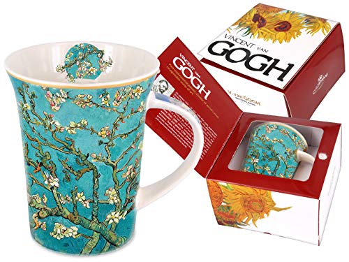 Carmani - Taza de porcelana decorada con flores de almendra por Vincent Van Gogh 350 ml