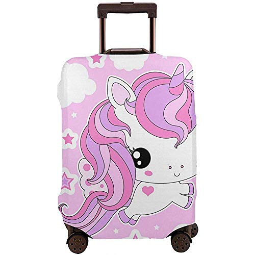 Carneg Funda de Equipaje de Viaje Lindo Unicornio Blanco Entre Las Nubes en un Protector de Cubierta de Maleta Trasera Rosa Se Adapta a Equipaje de 22-24 Pulgadas Funda de Equipaje