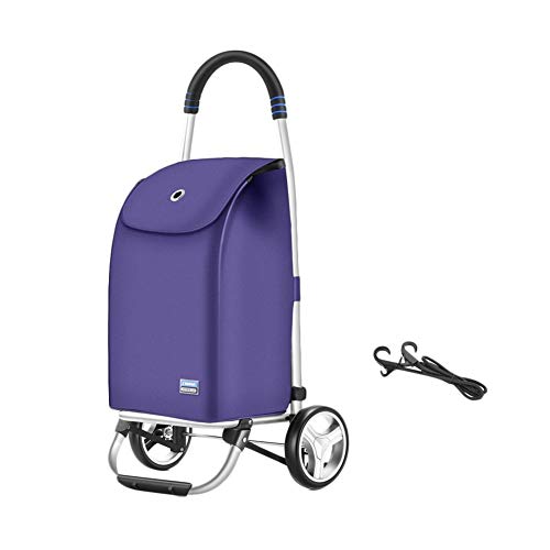 Carrito De La Compra Reutilizable Camping Al Aire Libre Portátil Almacenamiento Bolsa De Transporte Fuerte Compacto Plegable Carrito De Compras (Color : Púrpura, tamaño : 2 Wheels)