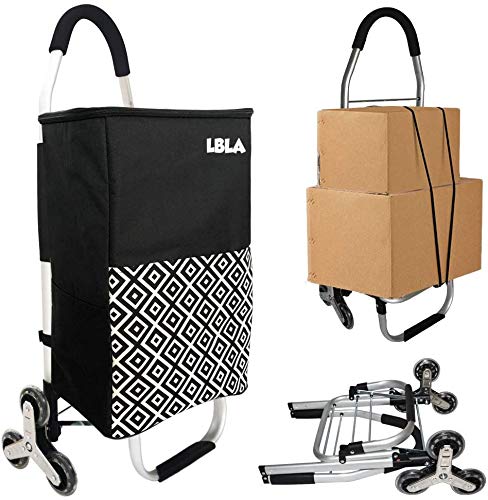 Carro de la Compras Plegable 6 Ruedas con Bolsa Trolley Aislada, Carrito de Compras para Subir Escaleras con Marco de Aluminio Inoxidable y Bolsa de Impermeable Desmontable