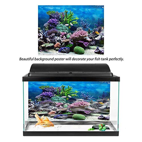 Cartel Fondo Acuario Cartel Tanque Peces Adhesivo PVC Arrecife de Coral Bajo Agua Papel Decoración Calcomanías Adhesivas (61 * 41cm)