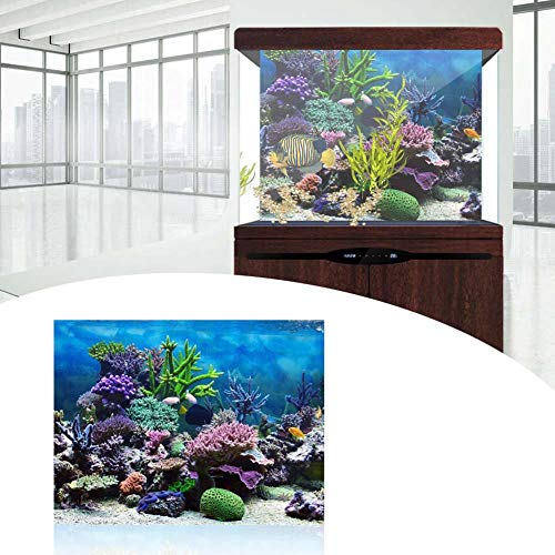 Cartel Fondo Acuario Cartel Tanque Peces Adhesivo PVC Arrecife de Coral Bajo Agua Papel Decoración Calcomanías Adhesivas (61 * 41cm)