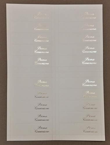 Cartotecnica Italiana - 100 tarjetas de recuerdo de primera comunión, unisex, impresión de color dorado encastrado en formato A4